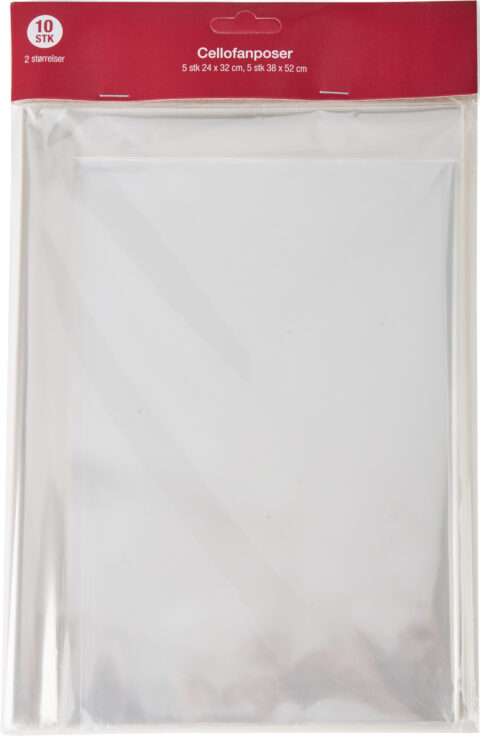 Cellofanpose 10-pk, str. 24×32 cm og 38×52 cm