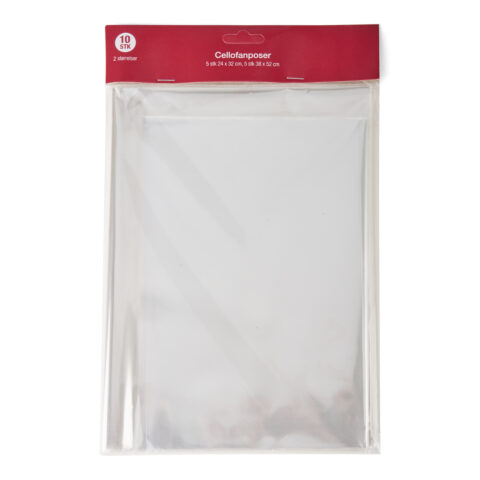 Cellofanpose 10-pk, str. 24×32 cm og 38×52 cm