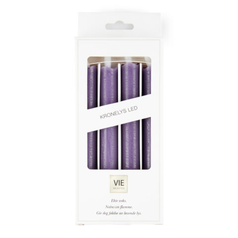 Kronelys led 4-pk lilla 20,5 cm naturlig flamme