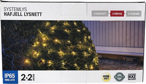 Systemlys lysnett 2×2 m 100 LED påbygg Hafjell